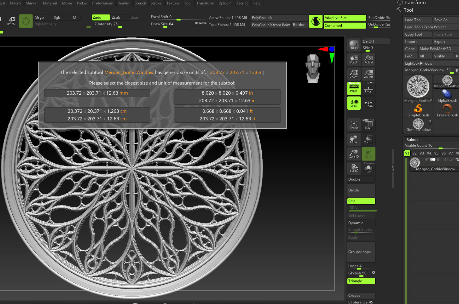 Gothic pattern decorative round window grille model 3D print model_16