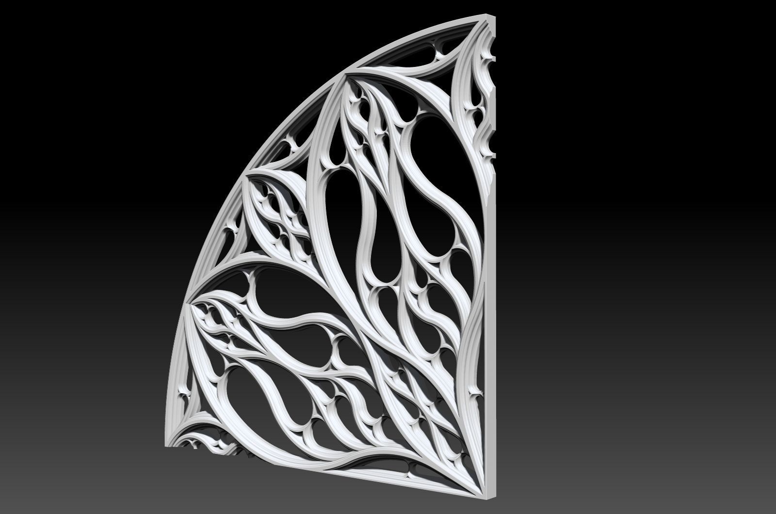 Gothic pattern decorative round window grille model 3D print model_13