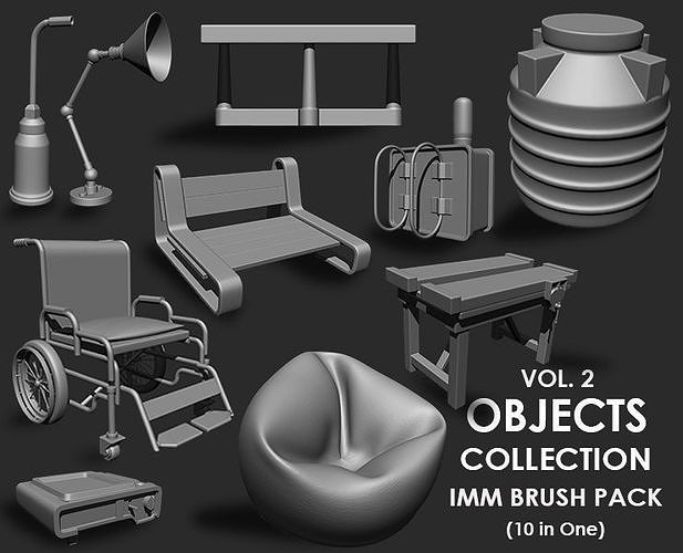 Objects Collection IMM Brush Pack 10 in One Vol 2 3D model