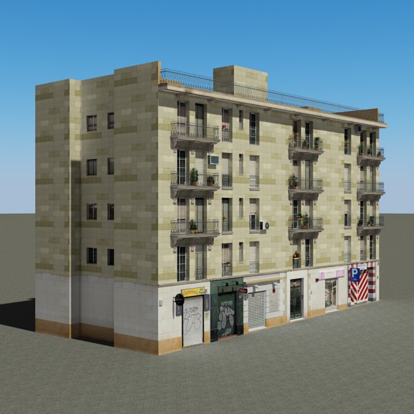 Building residential Low-poly 3D model_1