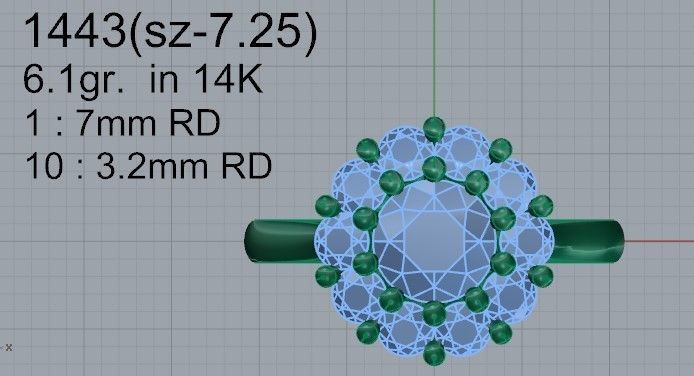 Open flower Diamond ring  1443 3D print model 3D print model_4