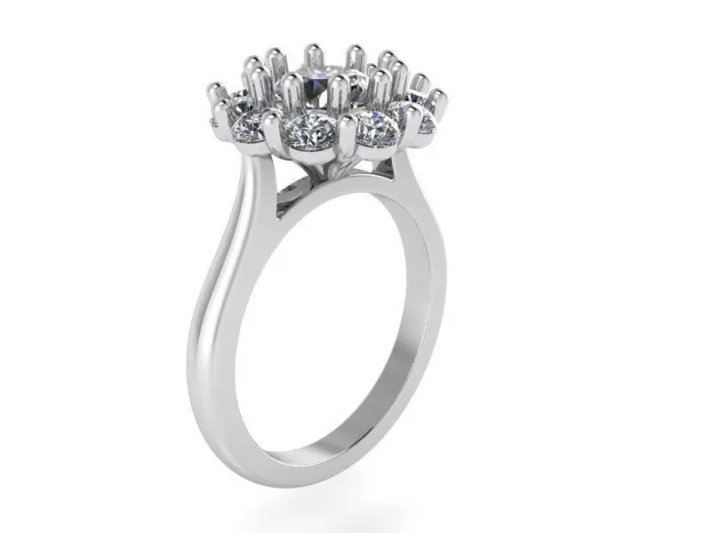 Open flower Diamond ring  1443 3D print model 3D print model_0