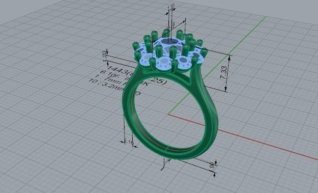 Open flower Diamond ring  1443 3D print model 3D print model_5