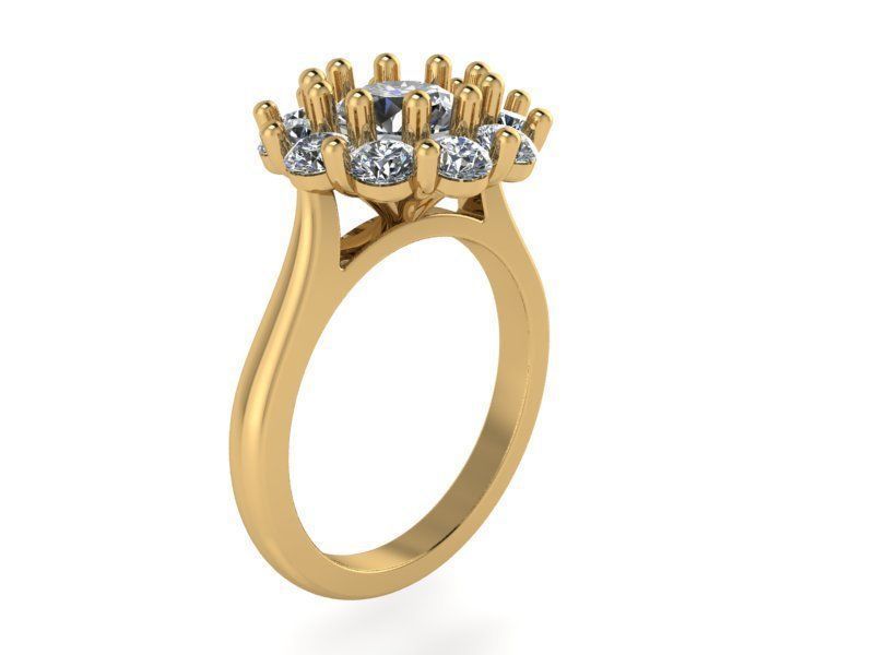 Open flower Diamond ring  1443 3D print model 3D print model_1