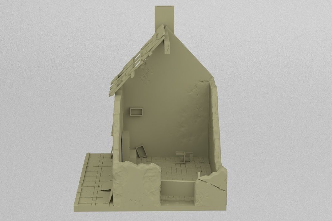 Destroyed house 3D print model_3
