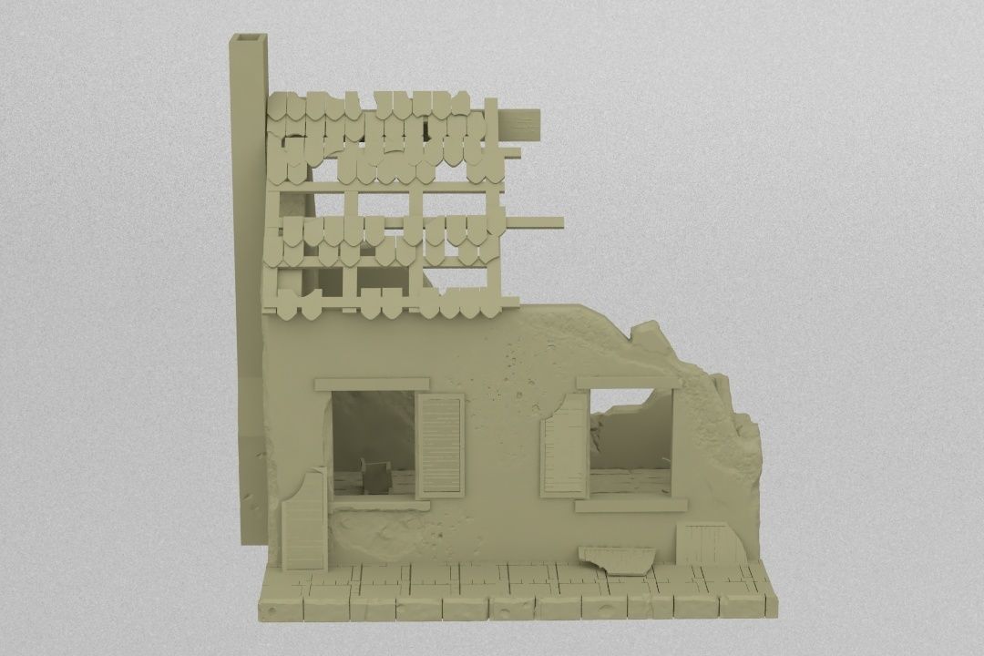 Destroyed house 3D print model_1