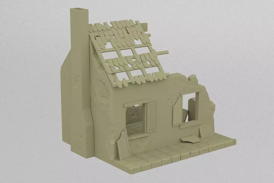 Destroyed house 3D print model_0