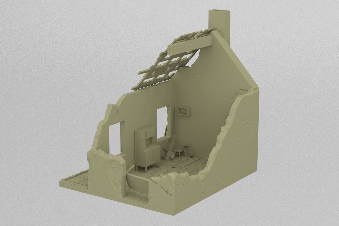 Destroyed house 3D print model_4