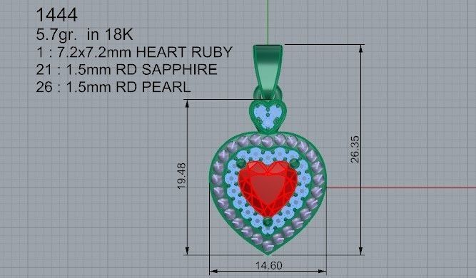 Halo Blue Heart Pendant 1444 3D print model 3D print model_9