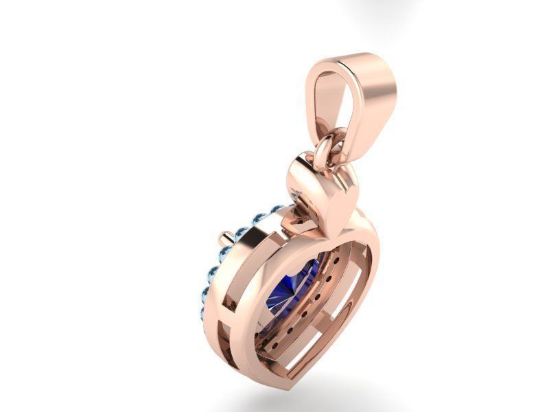 Halo Blue Heart Pendant 1444 3D print model 3D print model_4