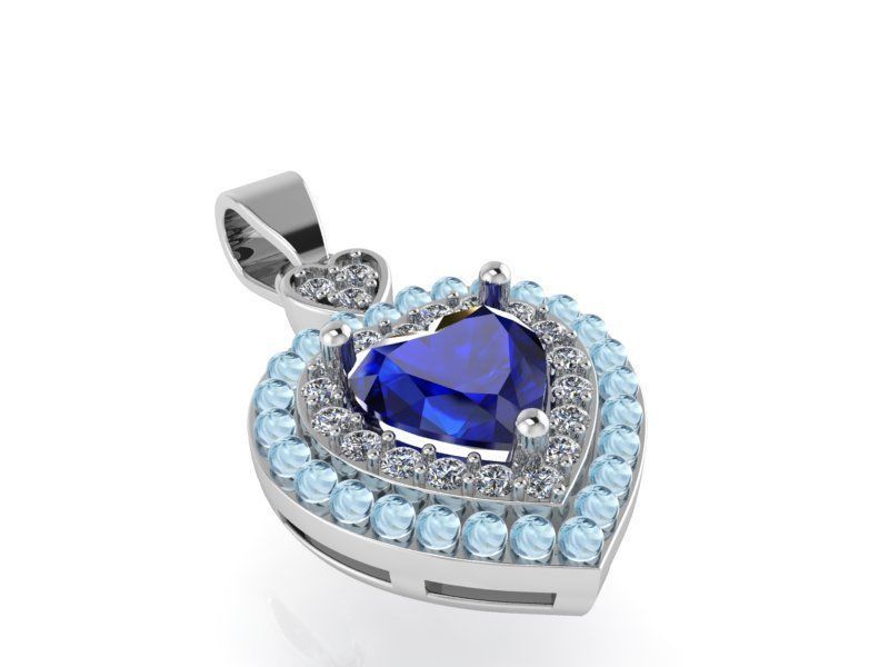 Halo Blue Heart Pendant 1444 3D print model 3D print model_2