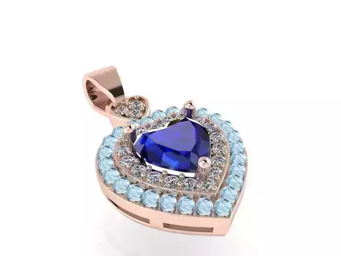 Halo Blue Heart Pendant 1444 3D print model