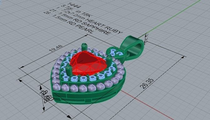 Halo Blue Heart Pendant 1444 3D print model 3D print model_10