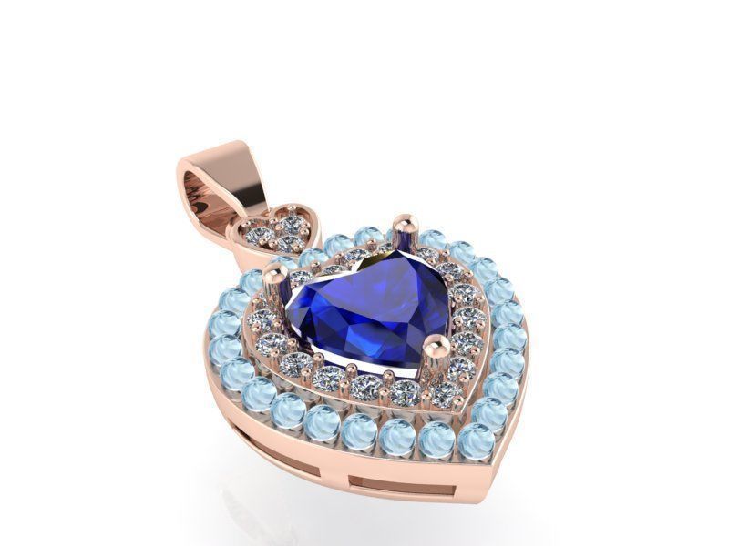 Halo Blue Heart Pendant 1444 3D print model 3D print model_1