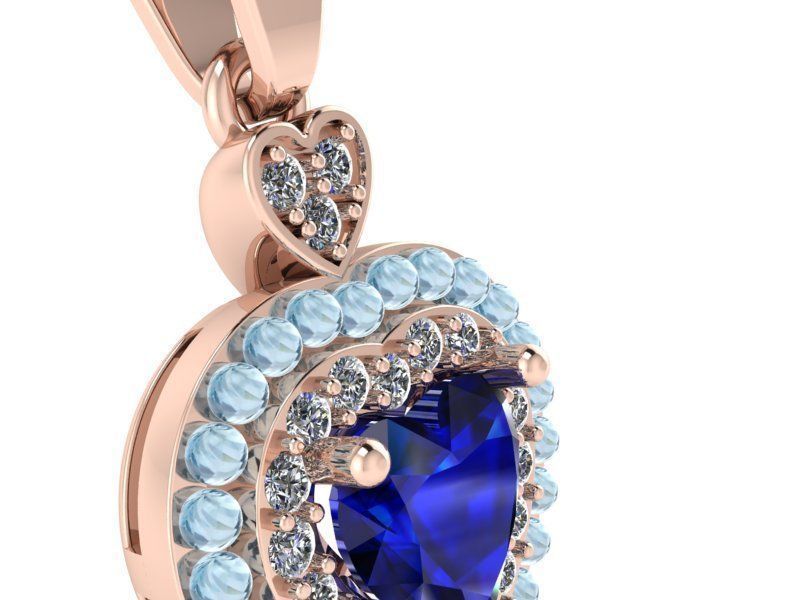 Halo Blue Heart Pendant 1444 3D print model 3D print model_6