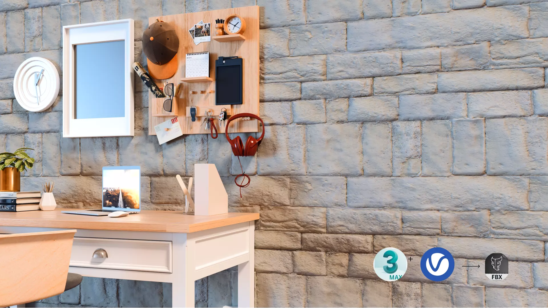 Working Table Decoration 3Ds Max Model 3D model