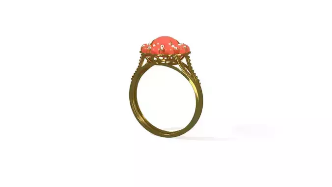 Red diamond gold ring 3D model