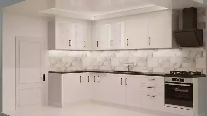 kitchen white cabinets 3D print model