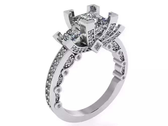 Round halo twisted ring 1447  3D print model