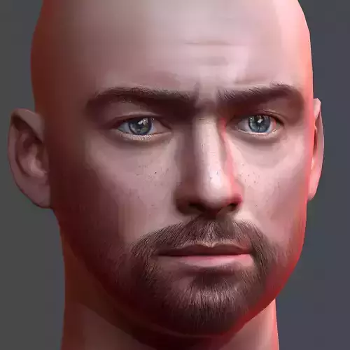 Male head Realistic Perfect Head Low-poly 3D model game ready 