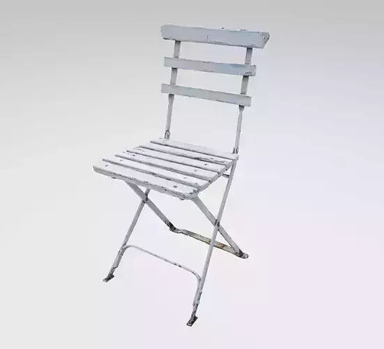 Vintage white garden chair - low poly - 8K