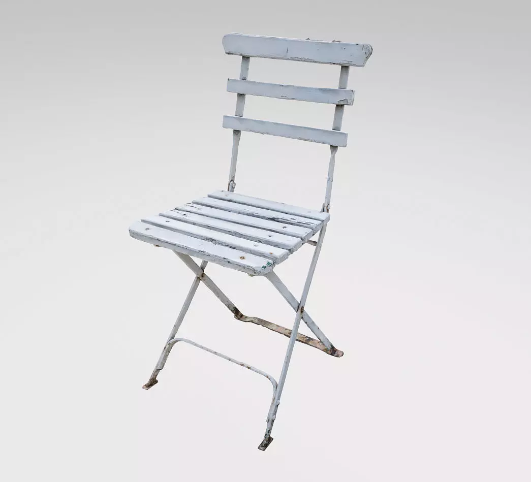 Vintage white garden chair - low poly - 8K Free low-poly 3D model