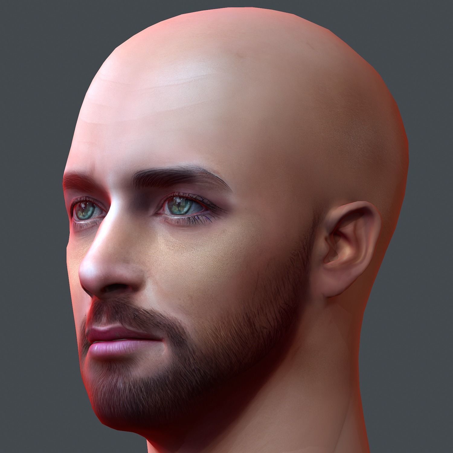 Male head Realistic Perfect Head Low-poly 3D model game ready Low-poly 3D model_5