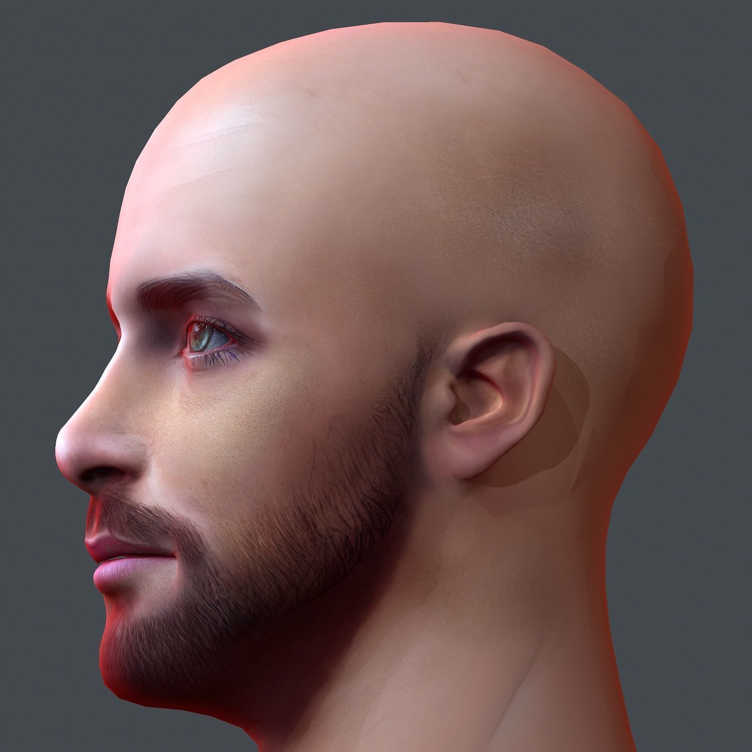 Male head Realistic Perfect Head Low-poly 3D model game ready Low-poly 3D model_9
