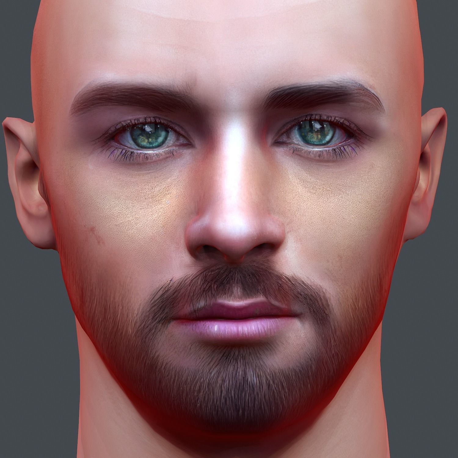 Male head Realistic Perfect Head Low-poly 3D model game ready Low-poly 3D model_1