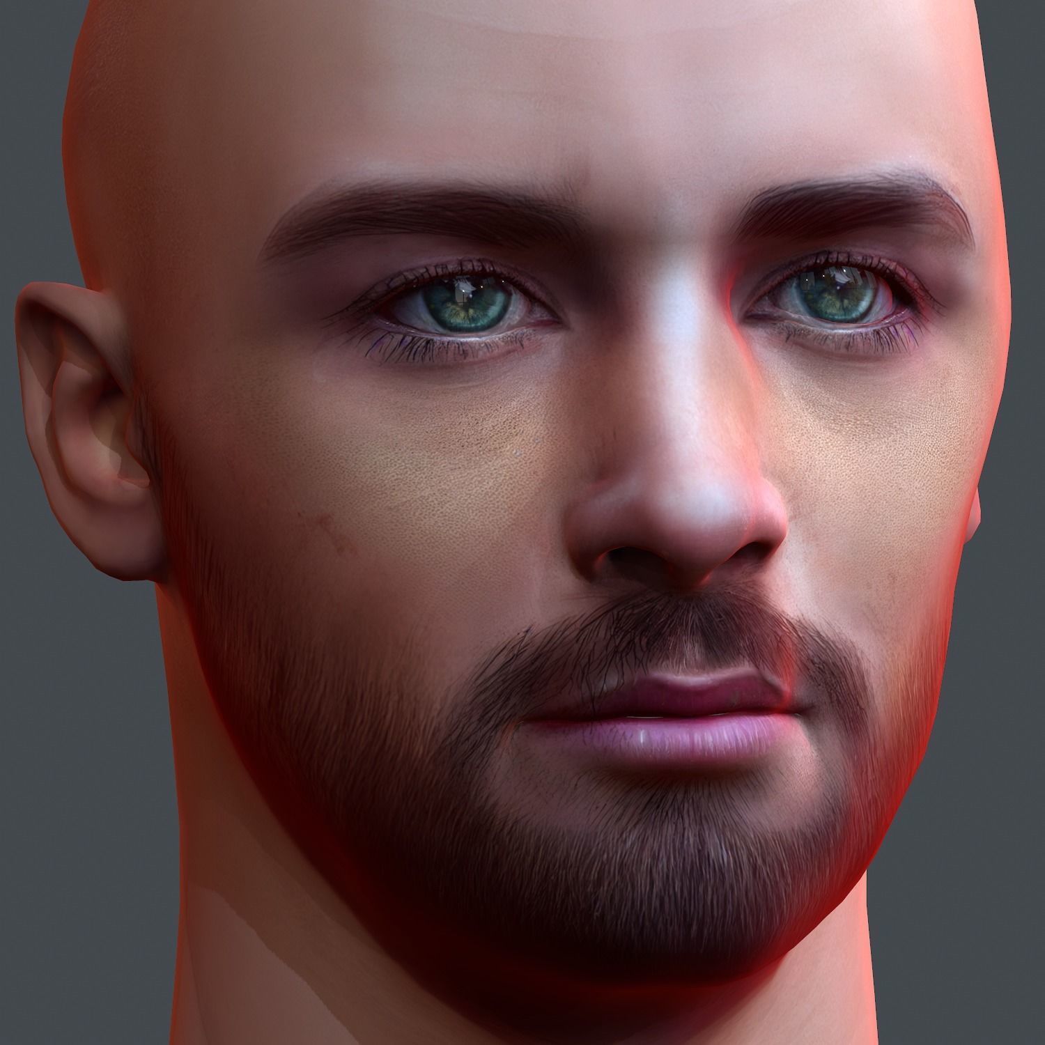 Male head Realistic Perfect Head Low-poly 3D model game ready Low-poly 3D model_2