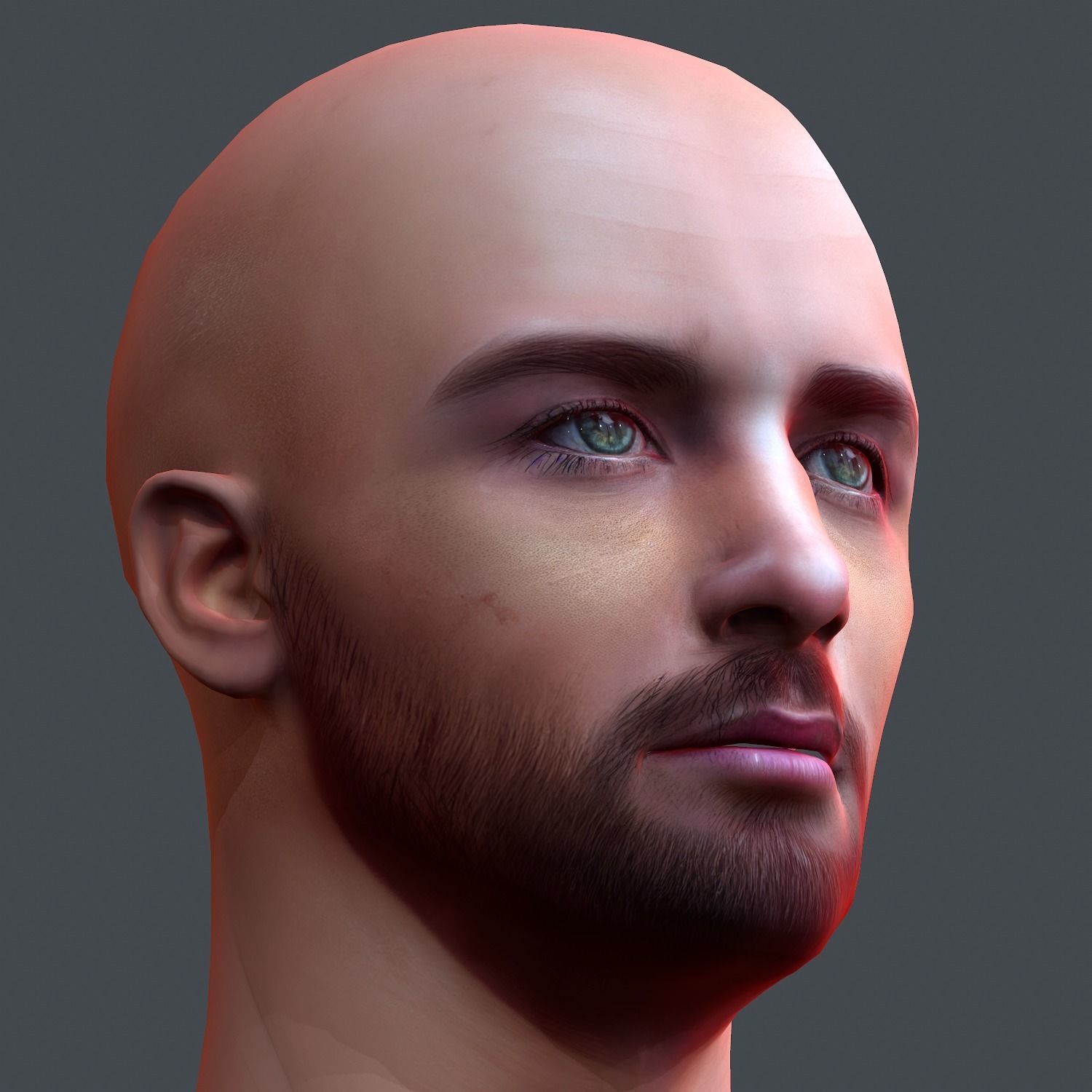 Male head Realistic Perfect Head Low-poly 3D model game ready Low-poly 3D model_6