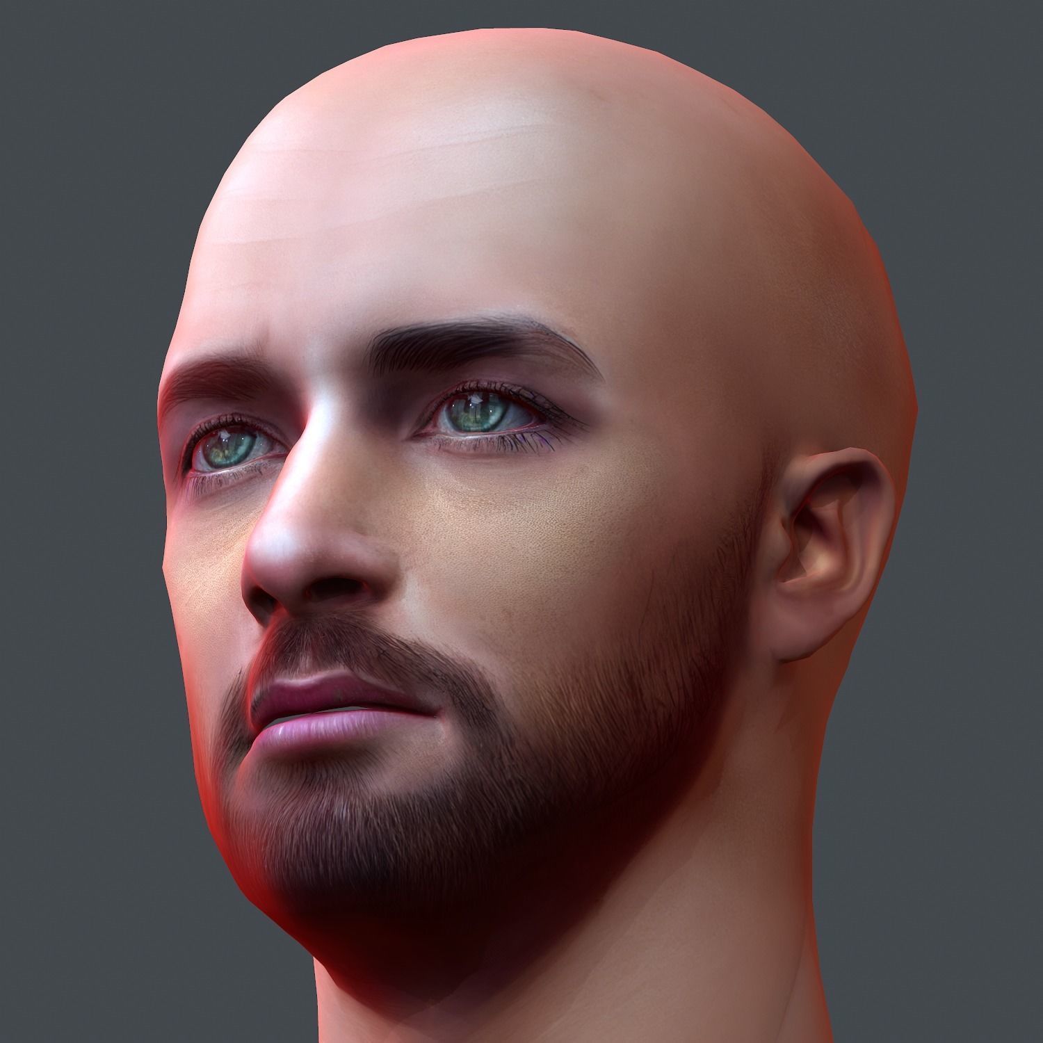 Male head Realistic Perfect Head Low-poly 3D model game ready Low-poly 3D model_7