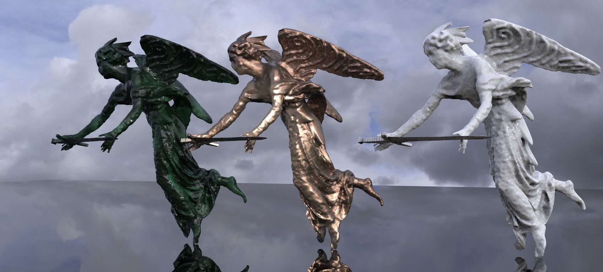 Holy angel holding Sword low poly 2 3D model_1