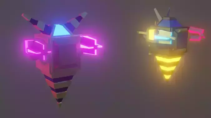 Flying bee drone for war  Free low-poly 3D model
