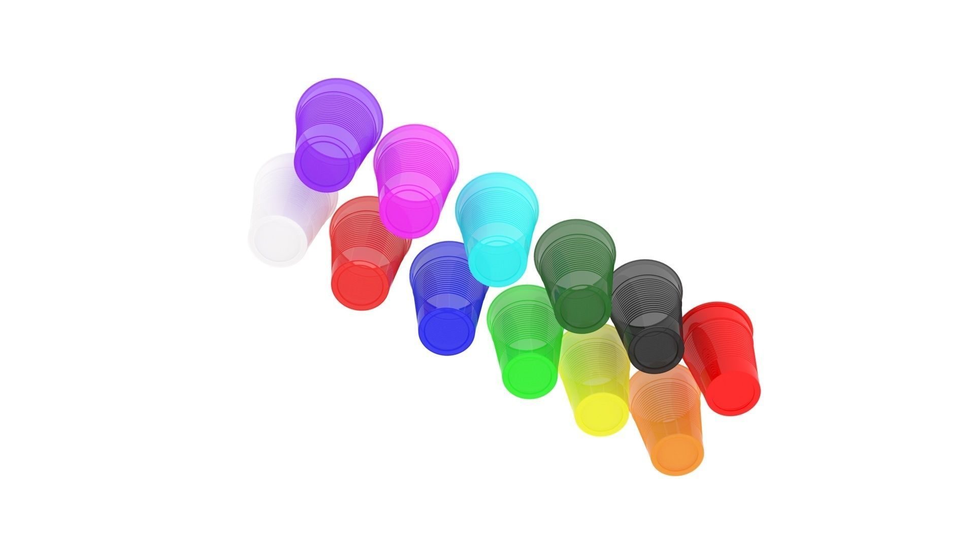 Colored Plastic Cups Set 3D model_14