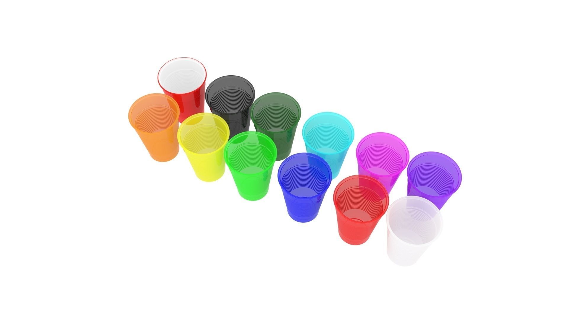 Colored Plastic Cups Set 3D model_13
