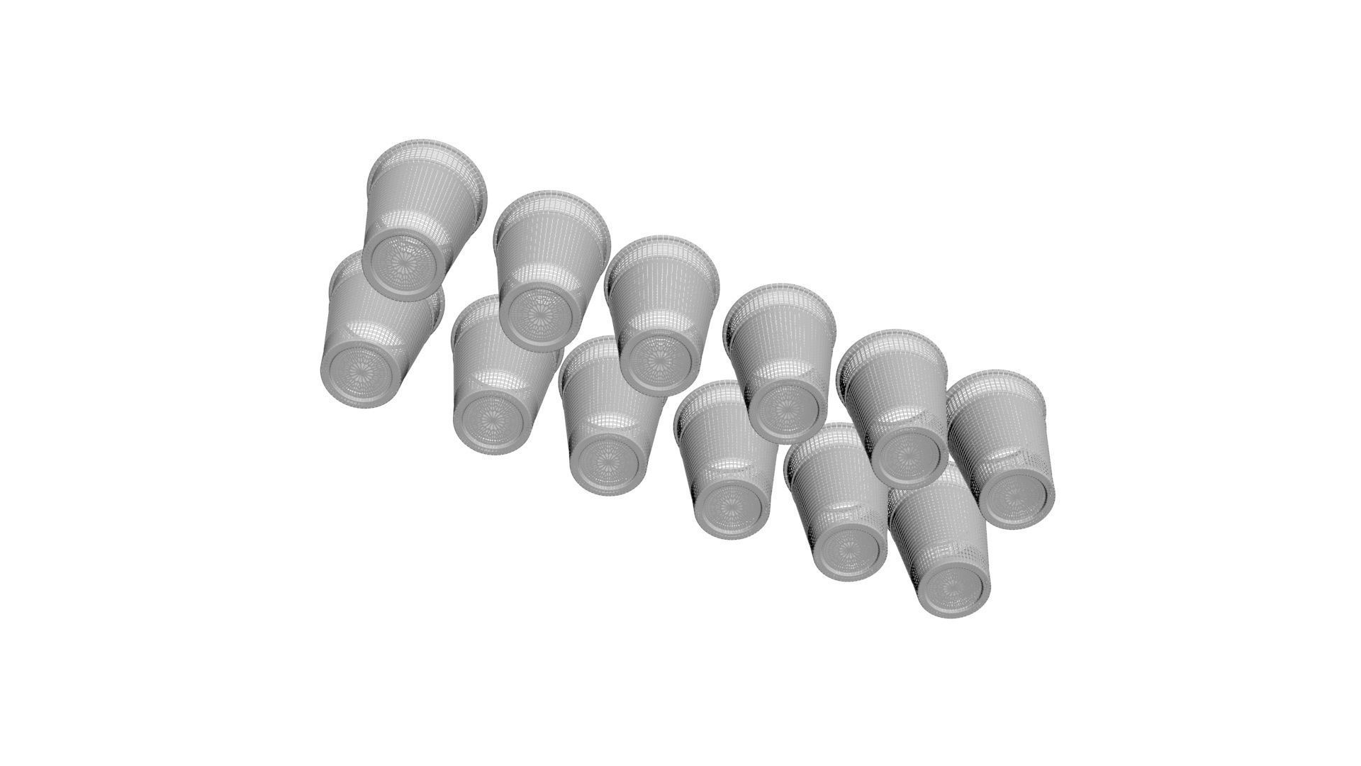 Colored Plastic Cups Set 3D model_23