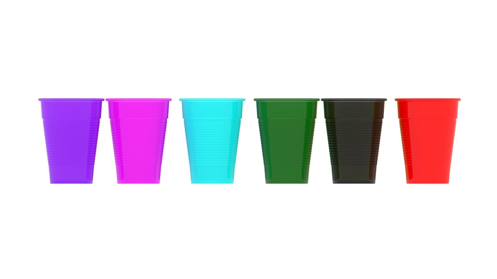 Colored Plastic Cups Set 3D model_18