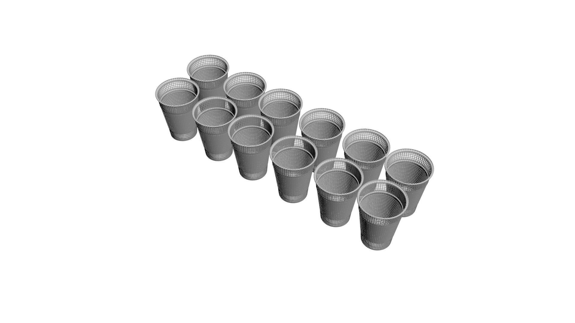 Colored Plastic Cups Set 3D model_22
