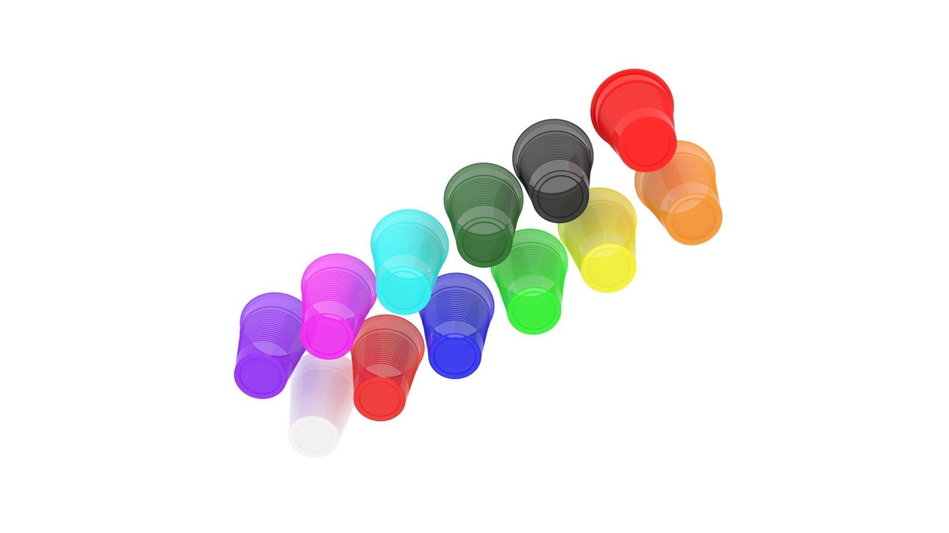 Colored Plastic Cups Set 3D model_15