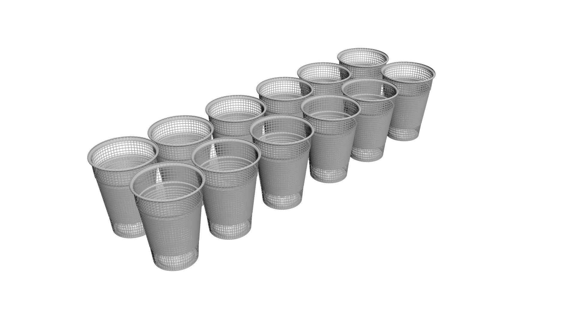 Colored Plastic Cups Set 3D model_19
