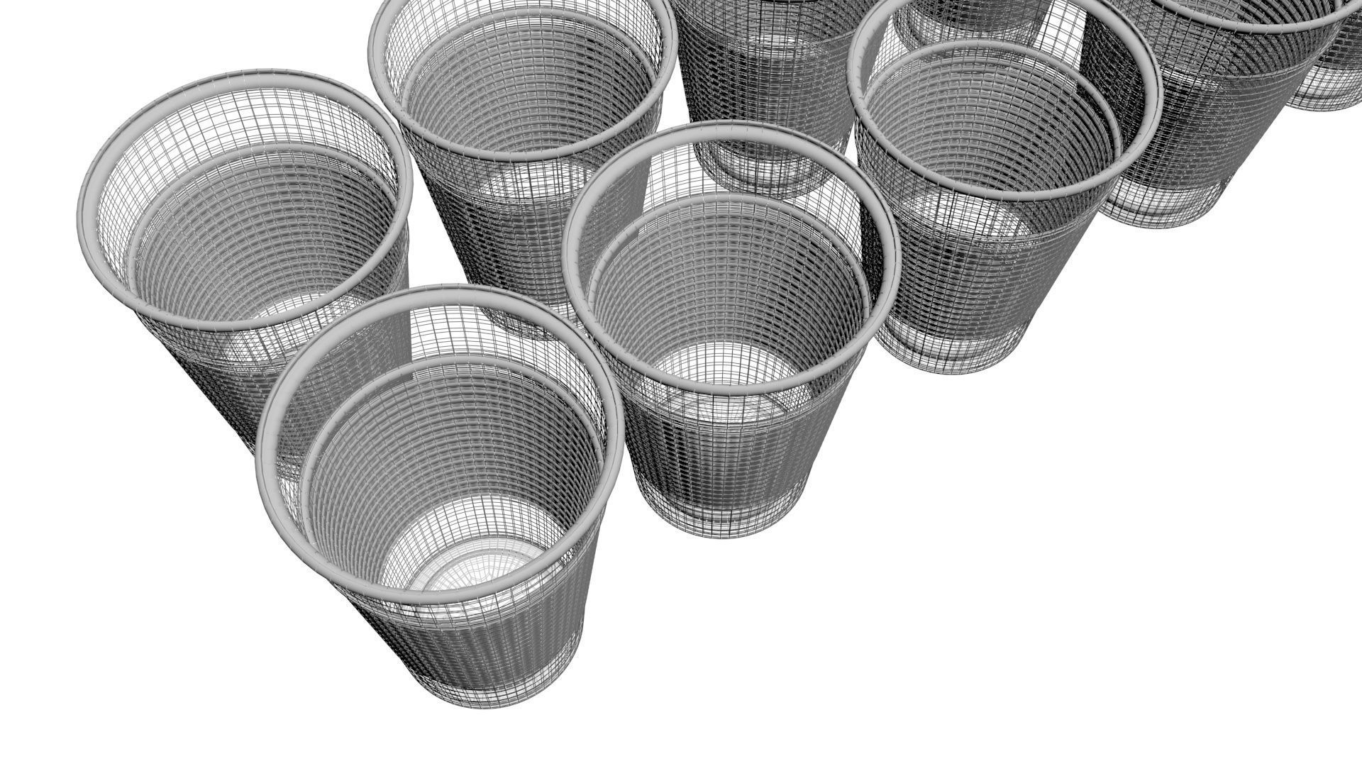 Colored Plastic Cups Set 3D model_24