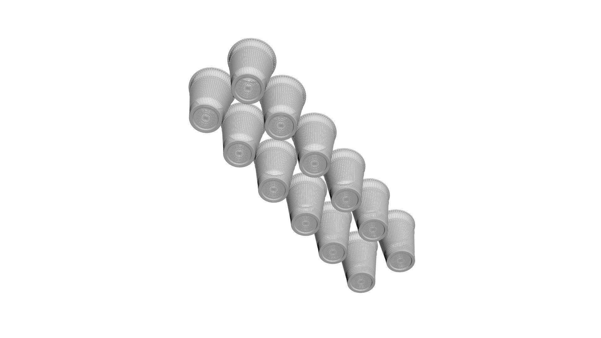 Colored Plastic Cups Set 3D model_25