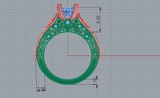 Patterned teardrop ring 1463 3D print model 3D print model_6