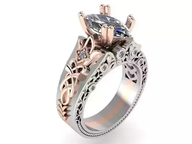 Patterned teardrop ring 1463 3D print model