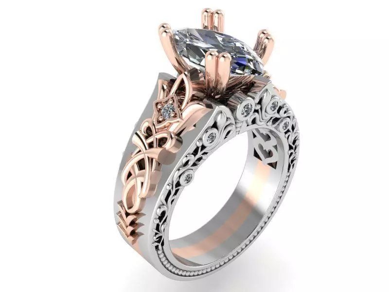 Patterned teardrop ring 1463 3D print model 3D print model_0