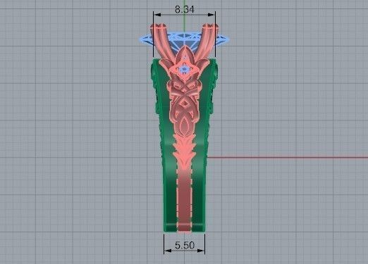 Patterned teardrop ring 1463 3D print model 3D print model_7