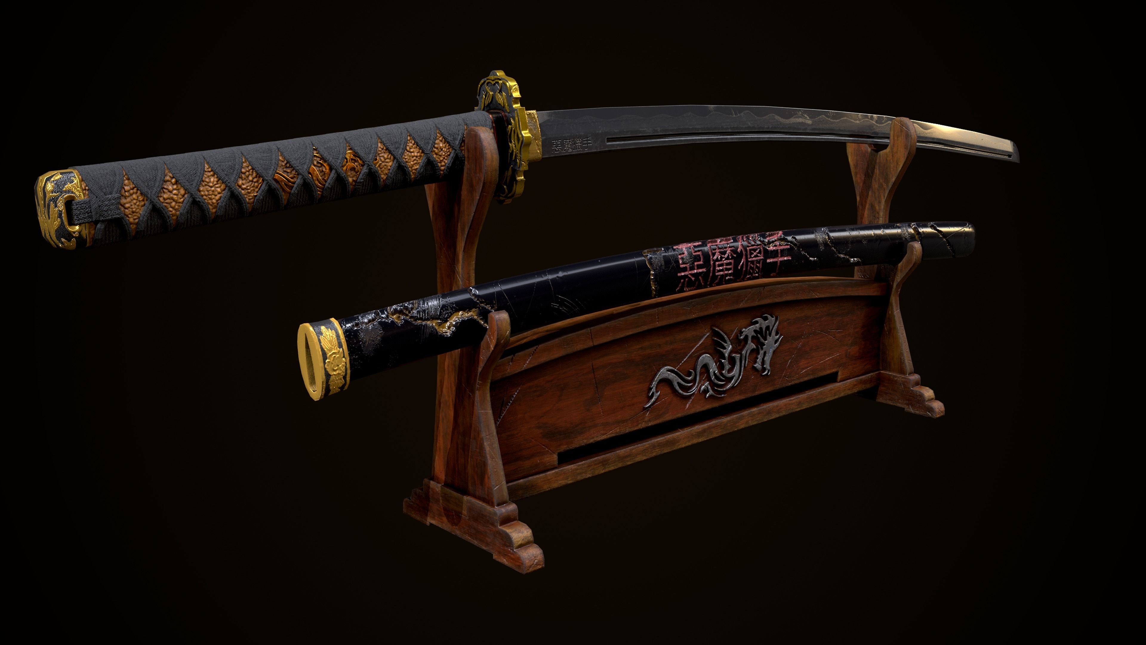 Demon Hunter Sword Low-poly 3D model_1