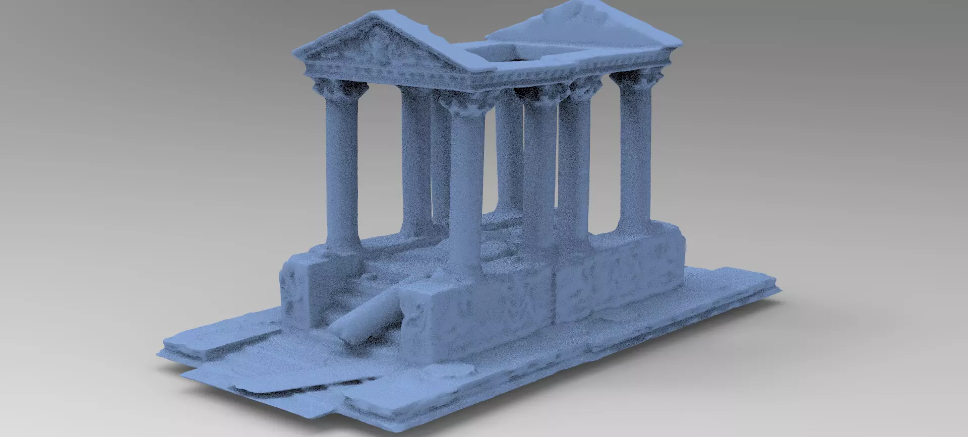 Stylised low res Greek ruin 3D model