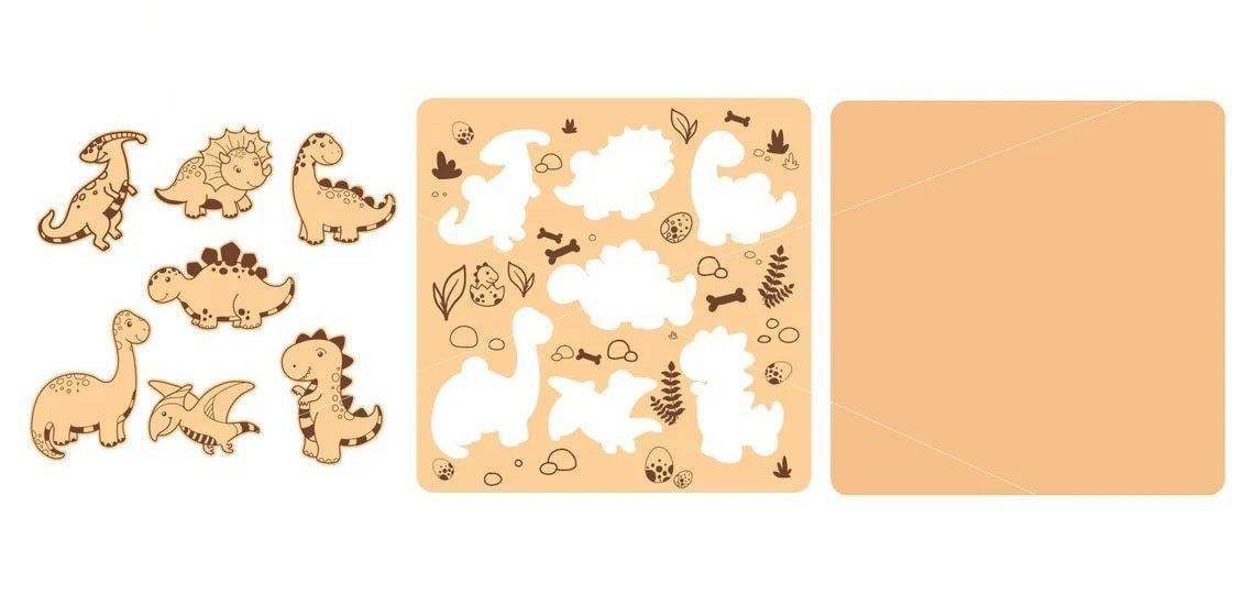 10 Designs Children Kids Puzzles Laser Cut 2D Files 3D model_1